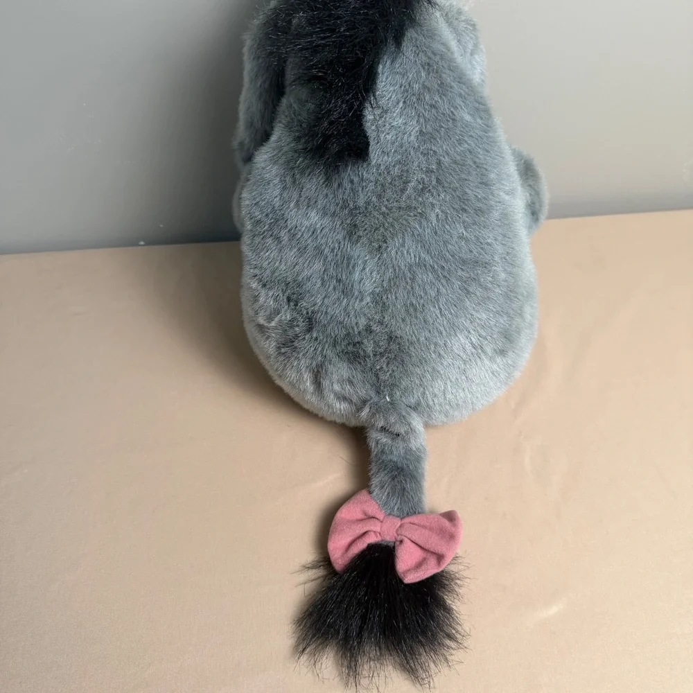 Disney Store Winnie the Pooh Eeyore Plush 15 Inch Stuffed Animal Pink Bow Tail